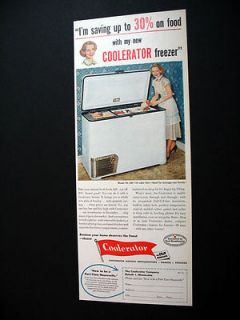 Coolerator Freezer housewife art 1952 print Ad advertisement