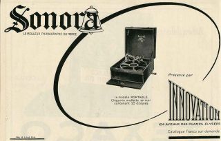 1924 Ad Print Portable Phonograph Sonora