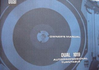 DUAL 1019 TURNTABLE OWNERS MANUAL 15 Pages