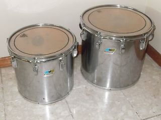 Pair of 1970s Ludwig Toms 11 x 12, 13 x 14, Chrome Over Wood, Blue