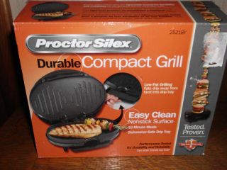 Proctor Silex Durable Nonstick Compact Grill NIB
