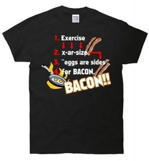 Exercise Eggs Are Sides For Bacon Funny Humor T Shirt