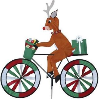 Christmas Reindeer Bike Yard Garden Ground Wind Spinner