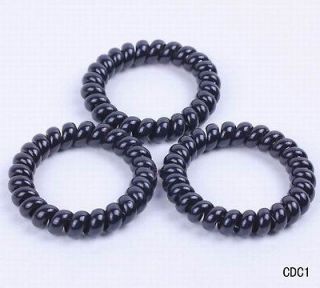 5pcs Black Telephone Wire Elastic Plastic Cord Head Tie Hair Band Rope