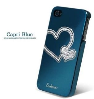 Blue Love Swarovski Diamond Crystal Hard Case Cover For iphone 4 4s