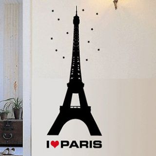 EIFFEL TOWER (I love Paris)   Vinyl Wall Decal Sticker