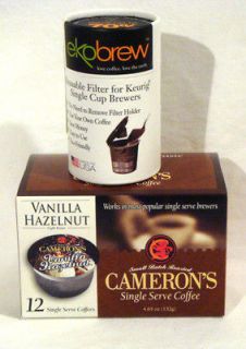 EkoBrew Refillable K Cup + Camerons Coffee Vanilla Hazelnut 12 Single