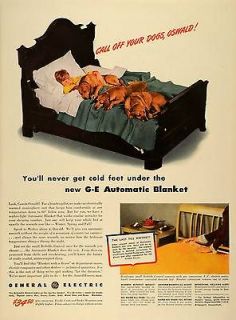 1942 Ad General Electric G E Automatic Heated Blankets World War II