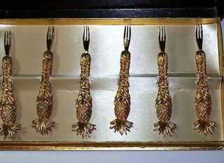 Janis Collection 24K Gold Plated Hors d oeuvers Cocktail Forks Set of