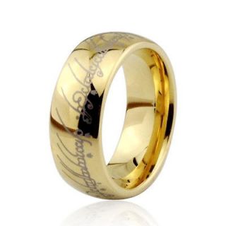 8mm COOL 18K Gold Plated Lord Of The Rings Tungsten Carbon Ring CW2#7