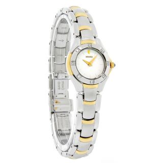 Seiko Quartz Ladies White Dial Diamond Two Tone Stainless Steel Watch