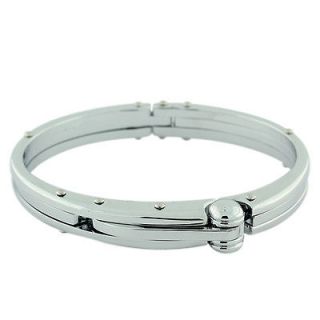 Handcuff Stainless Steel Silver Tone Mens Bracelet
