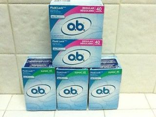 Tampons 120 SUPER Absorbency 80 Regular OB Fluid Lock Brand New