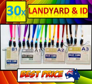 30x Lanyards + 30x Clear ID Holders/Pouche s Free Postage