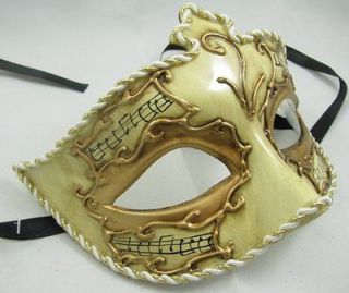 Mens Gold Venetian Style Mardi Gras Masquerade Mask (M54)