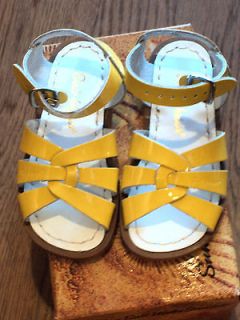 New Salt Water Sandals,original style, yellow patent leather, kids 10