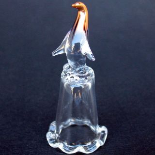 Penguin Blown Glass Thimble Crystal Gold Figurine