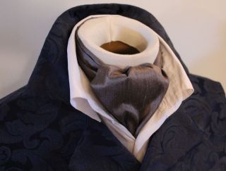 Victorian Ascot DAY Tie Cravat Charcoal Grey Dupioni SILK