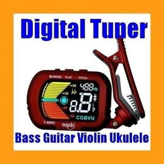 ] 2013 Color LCD Clip on Violin Ukulele Guitar Bass Red Tuner 440Hz