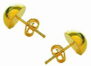 925 Sterling Silver Gold Overlay Shiny Button Stud Post Earrings 10mm
