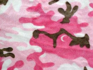 PINK CAMOUFLAGE GIRL LADIES MINKY CUDDLE SMOOTH SEWING CRAFT QUILT