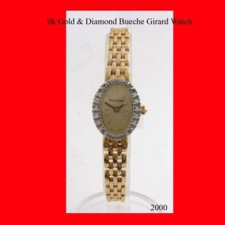 9k Gold & Diamond Bueche Girod Ladies Wrist Watch 2000