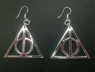 WOW HOT TOP QUALITY Silver HARRY POTTER Deathly Hallows EARRINGS