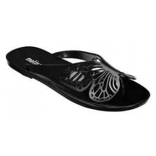 Design Fly FLIP FLOP Flat Shoe Sandals Jelly Rubber Black 6 37