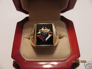 NEW! Mens Gold Onyx Knights of Columbus Crest Ring