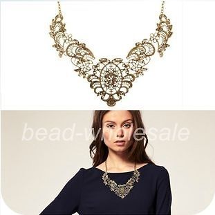 Women fashion Antique jewelry magnificent Carving Metal necklace chain