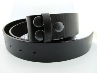 Black PU Leather Snap On Belt Strap For Buckles