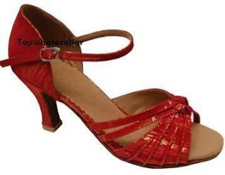 Ladies Latin Ballroom Salsa Red Glitter Dance Shoe G21