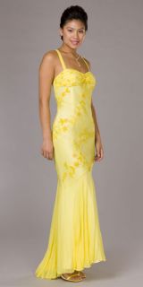 46395 YELLOW SCALA Prom Dress Pageant Homecoming Beaded Gown sz 6 $350