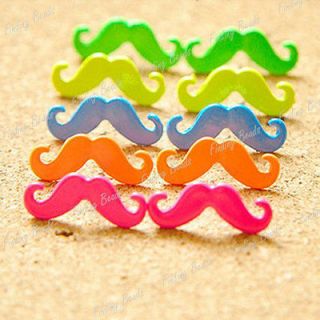 Candy Color 1 Pair Handlebar Mustache Moustache Earrings Ear Studs