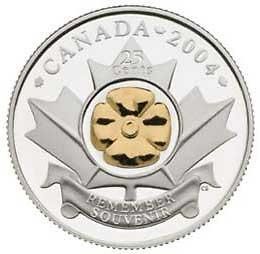 Newly listed CANADA 2004 Sterling Silver Gold Plated Poppy Quarter