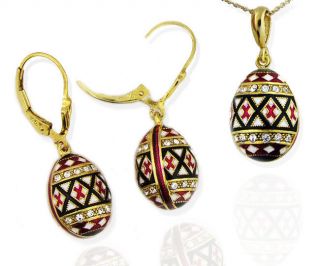 Egg Pendant Earring earrings Sterling Silver 925 Gold Easter WOW