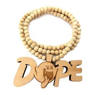 NEW BOO GHOST DOPE GOOD QUALITY PENDANT & 36 WOODEN BALL CHAIN