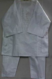 African Clothing Men Pant Suit Brocade Outfit White NotCom S M L XL 1X