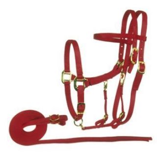 FABTRON DELUXE HALTER BRIDLE COMBO   RED   NEW
