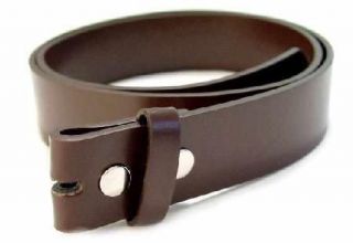 Basic BROWN Leather Belt Strap 1 1/2 Wide Belt w/ Snaps To Secure