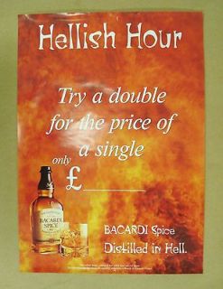 BACARDI SPICE HELLISH TRY A DOUBLE PUB HOME BAR ADVERTISING POSTER