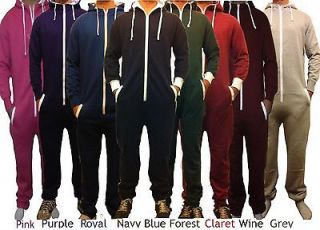 ADULT MENS WOMENS HOODED ALL IN ONE PIECE ONESIE JUMPSUIT TRACKSUIT