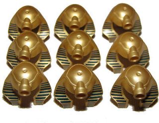 LEGO LOT OF 9 GOLD MUMMY EGYPTIAN HEADDRESS HATS MUMMY PIECES