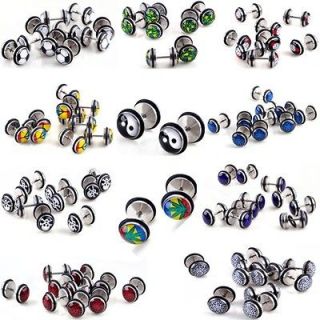 2pcs Punk Mix Color Body Jewelry Fake Cheater Ear PlugS Expander