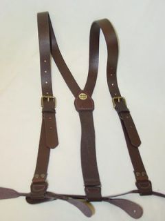 Brown LEATHER Old West victorian firefly mens suspenders braces ~MADE