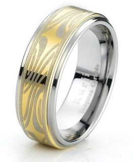 Tungsten Carbide Mens Engagement Wedding Band Ring With Shakudo