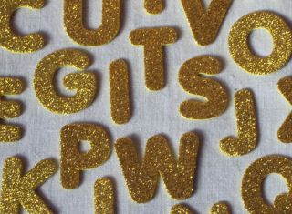 GLITTER FOAM GOLD Self Adhesive Alphabet x26 Letters die cuts