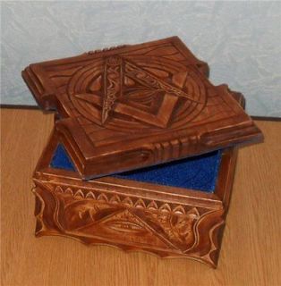 Rare exclusive casket carving wood masonic for jewelry