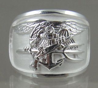 US NAVY UDT SEAL HAND MADE RING. 925 STERLING SIZE 11