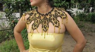 Embroidered Fabric and Bead Shoulder Piece for Thai Theater Outfit